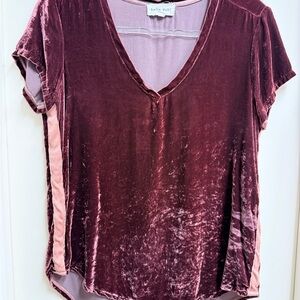 Bella Dahl Velvet V-Neck Tee - Deep Purple